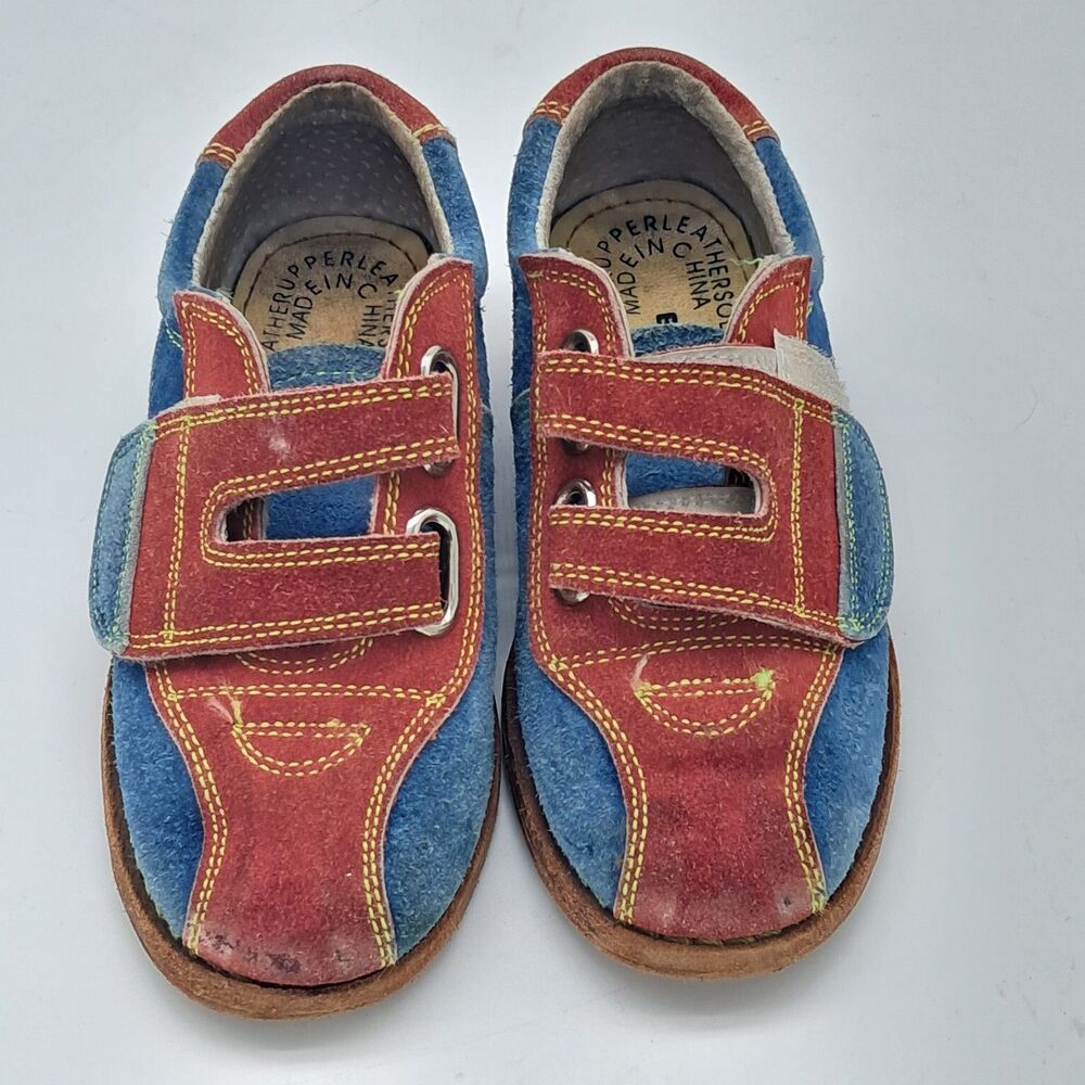 BSI Youth Suede Rental Bowling Shoes Size 10 Kids Red Blue Hook & Loop Closure